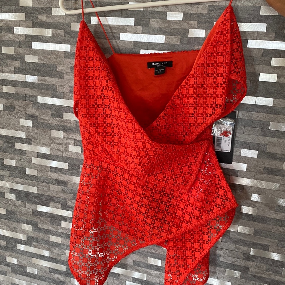 NWT Guess by Marciano Mercury Lace Wrap Top Rouge Rage size XS EU 38